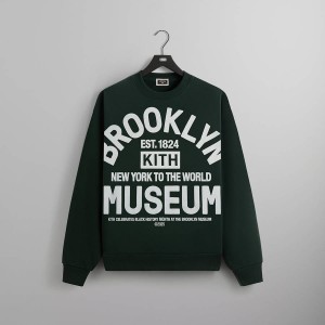 Black Men Kith for the Brooklyn Museum Collegiate Nelson Crewneck Sweatshirts | 2150-TWYNK