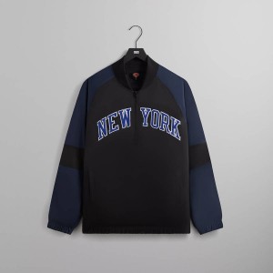 Black Men Kith for the New York Knicks Ball Nylon Quarter Zip Sweatshirts | 5768-CTRGY