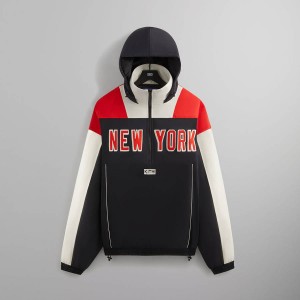 Black Men Kith for the New York Rangers Quarter Zip Anorak Jackets | 1492-MEWUA