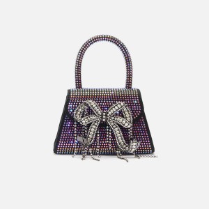 Black Multicolor Women Kith Self-Portrait Satin Rhinestone Micro Bow Bags | 9701-LCHBQ