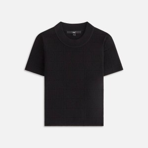 Black Women Kith Arys Monogram Pointelle Shirts | 1684-SJGKL