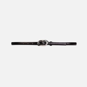 Black Women Kith Black Suede Studio Greca Leather Belts | 4605-ELSRX