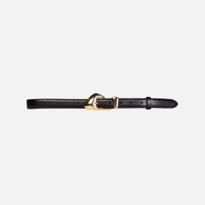 Black Women Kith Black Suede Studio Slim Arrow Leather Belts | 4386-FTPHX