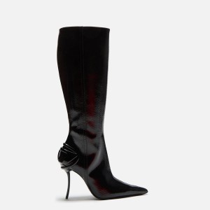 Black Women Kith Diesel D-Ten and Half-Glossy Knee-High Boots | 6108-GBNOF
