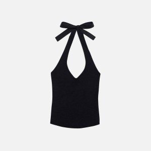 Black Women Kith Frankies Bikinis Marialla Knit Halter Top Swim | 8692-OMYGJ