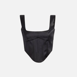 Black Women Kith GUIZIO Satin Lace Up Bustier Shirts | 2786-PQZRN