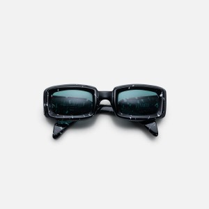 Black Women Kith Jacques Marie Mage Runaway Marble Frame Seagreen Lens Silver Hardware Eyewear | 0456-FVDQN