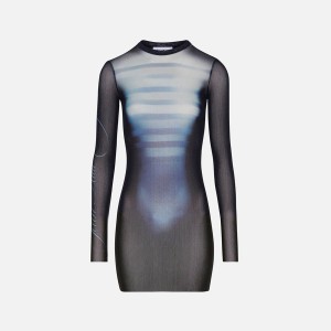 Black Women Kith Jean Paul Gaultier Mesh Crew Neck Short Dress | 3580-XNJCR