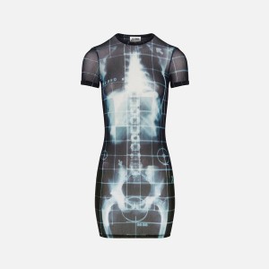 Black Women Kith Jean Paul Gaultier Mesh Crew Neck Short Dress | 9025-SYECT
