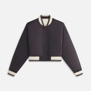Black Women Kith Landry Cropped Satin Bomber Jackets | 7412-CTIVL