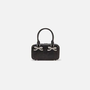 Black Women Kith Self-Portrait Black Distressed Leather Mini Tote Bags | 9510-JKTRV