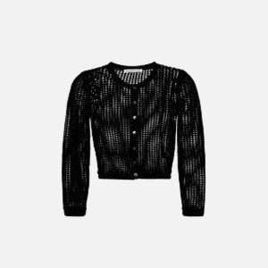 Black Women Kith T by Alexander Wang Knit Cropped Crewneck Cardigan Sweaters | 4580-SMBED