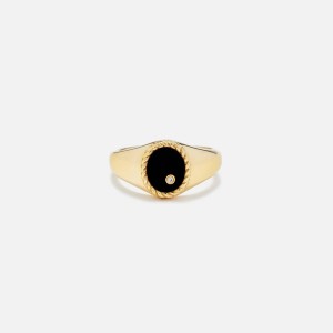 Black Women Kith Yvonne Leon Baby Signet Ring With Diamond Jewelry | 4350-EXJNQ