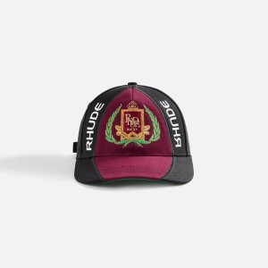Black / Burgundy Men Kith Rhude Racing Crest 6-Panel Cap | 5049-YAPDC