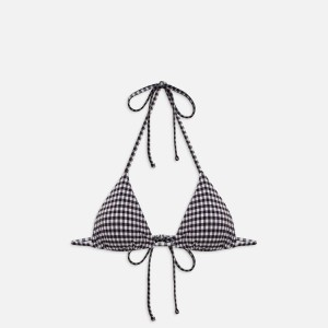 Black / White Women Kith Frankies Bikinis Nick Seersucker Gingham Top Swim | 4935-WMHYG
