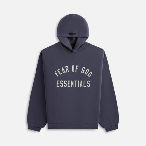Blue Men Kith Essentials Fleece Hoodie | 4670-HSNCA
