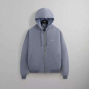 Blue Men Kith Fleece Avery Hooded Bomber Jackets | 0819-WJEZV