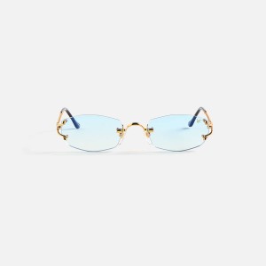 Blue Men Kith Vintage Frames Aspen Drill Mount 24KT Gold Sunglasses | 4953-ANBKS