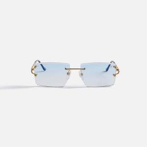 Blue Men Kith Vintage Frames Icon 24Kt Yellow Gold Sunglasses | 5321-KAPOW