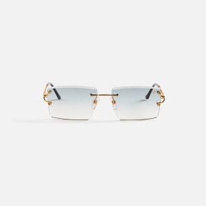 Blue Men Kith Vintage Frames Icon Drill Mount 24kt Yellow Gold Sunglasses | 5789-TICPG