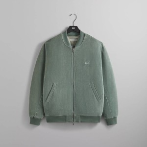 Blue Men Kith Washed Corduroy Avery Bomber Jackets | 0852-YDRWB