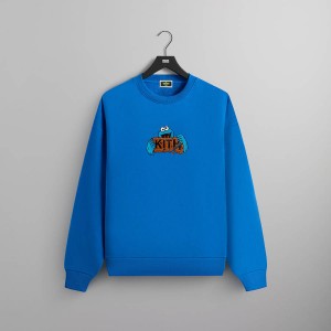 Blue Men Kith for Sesame Street Cookie Monster Nelson Crewneck Sweatshirts | 0634-GVOPY