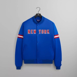 Blue Men Kith for the New York Rangers Satin Bomber Jackets | 5072-SWIVQ