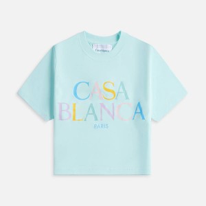 Blue Women Kith Casablanca Stacked Logo Printed Baby T-Shirt | 6203-QEDRX