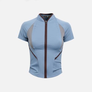 Blue Women Kith Hyein Seo Slashed Zip Top Shirts | 7150-JUABT