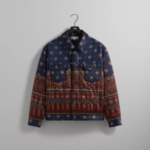 Blue / Red Men Kith Puffed Jase Satin Trucker Jackets | 4529-MAWCB
