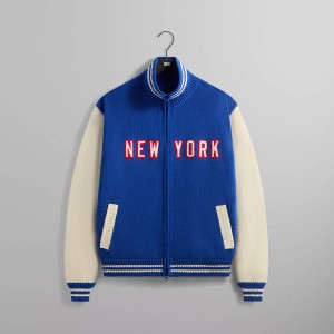 Blue / White Men Kith for the New York Rangers Wyona Full Zip Jackets | 1987-CNRUP