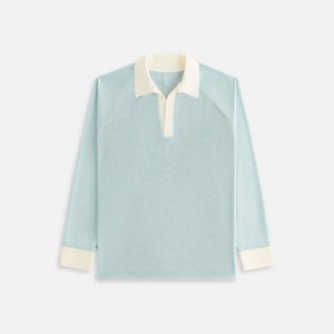 Blue / White Women Kith Ridley Polo Monogram Jersey Long Sleeve Shirts | 4672-SJNPE