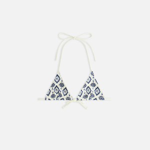 Blue / White Women Kith Talia II Baroque Tile Tie Top Swim | 8792-BVPME