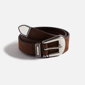 Brown Men Kith Anderson's Narrowing Detail Western Nubuck Leather Belts | 7604-LTYUS