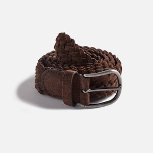 Brown Men Kith Anderson's Suede Woven Belts | 3567-CWHPA