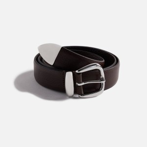 Brown Men Kith Anderson's Tanned Leather With Metal Tip And Keeper Belts | 5217-PKZDW