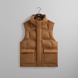 Brown Men Kith Bonded Microsuede Midi Vest | 5123-MTBDA