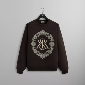 Brown Men Kith Floral Lace Nelson Crewneck Sweatshirts | 8417-WUJLF