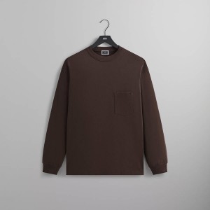 Brown Men Kith Long Sleeve Leonard Pocket T-Shirt | 5038-ISMDU