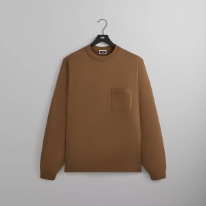 Brown Men Kith Long Sleeve Leonard Pocket Shirts | 4069-GVTEX