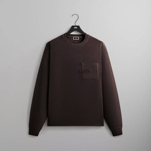 Brown Men Kith Long Sleeve Quinn T-Shirt | 0645-QUFOP