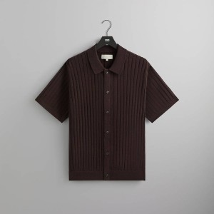 Brown Men Kith Rhys Knit Stripe Buttondown Shirts | 4109-ISCBD
