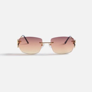 Brown Men Kith Vintage Frames Flamingo 24Kt Yellow Gold Sunglasses | 7035-OSXDG