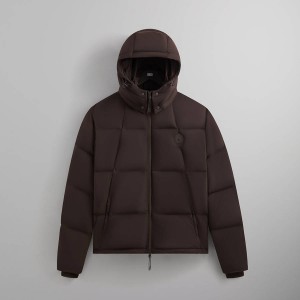 Brown Men Kith Wrinkle Nylon Midi Puffers | 9784-SIOCY