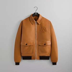 Brown Men Kith for BMW Leather Hawthorne Flight Jackets | 5264-ZGUQX