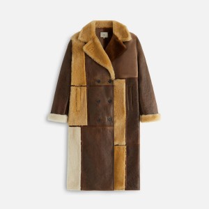 Brown Women Kith Amis Patchwork Shearling Coats | 3702-RUXQE