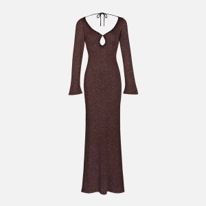 Brown Women Kith Asta Resort Fiona Keyhole Dress | 7251-QZMAS