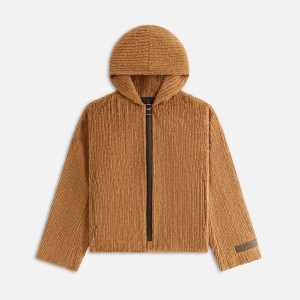 Brown Women Kith Harlyn Hooded Fur Jackets | 1498-AKPQE