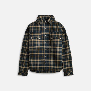 Brown / Black Men Kith Rhude Flannel Sherpa Overshirt Shirts | 5971-WRKYG