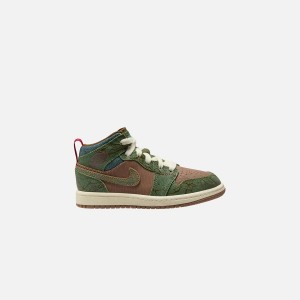 Brown / Light Olive Kids' Kith Jordan PS Air Jordan 1 Mid SS Sneakers | 3582-TYHNI